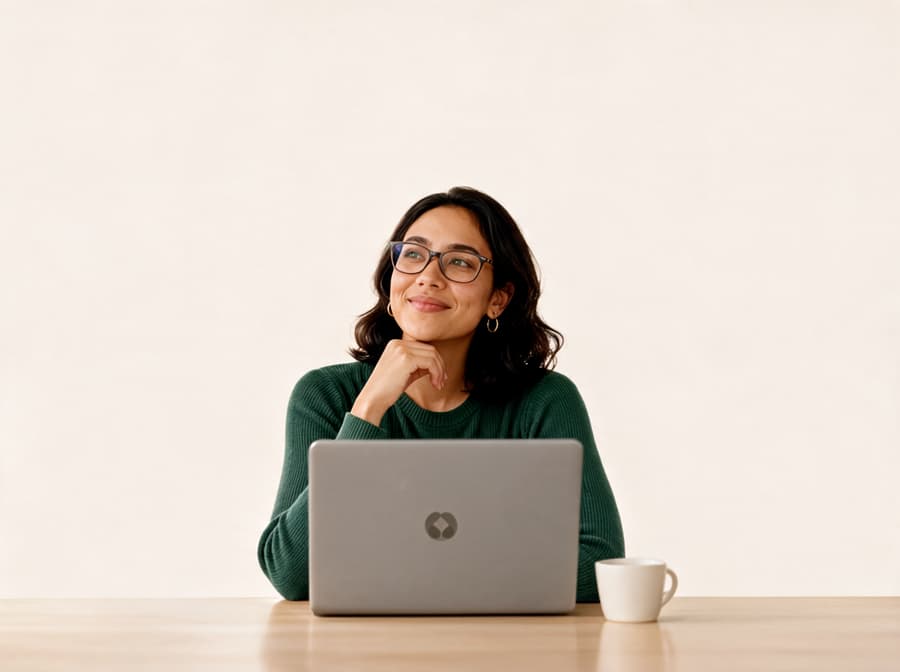 A coach at her desk, between sessions